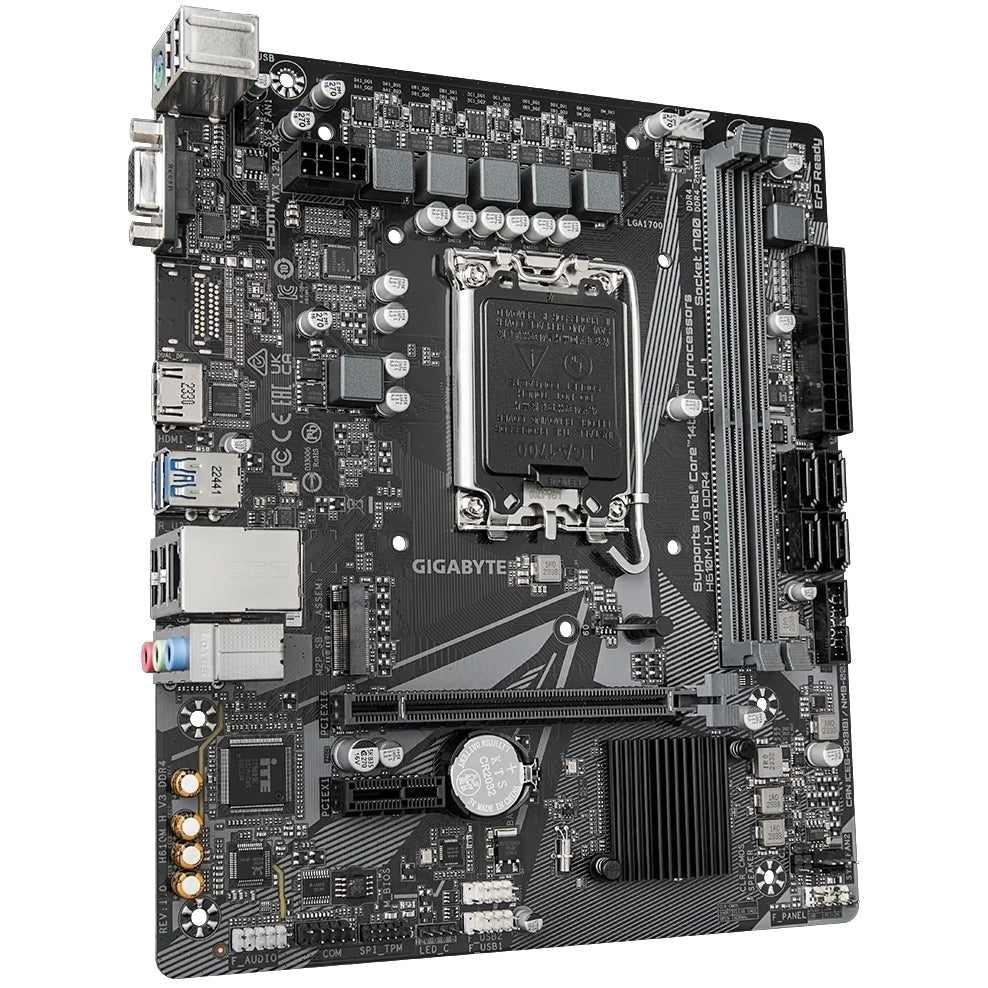 GIGABYTE Motherboard Intel® H610 Chipset for LGA 1700; 2x DDR4; 1x M2; D-Sub/HDMI; mATX