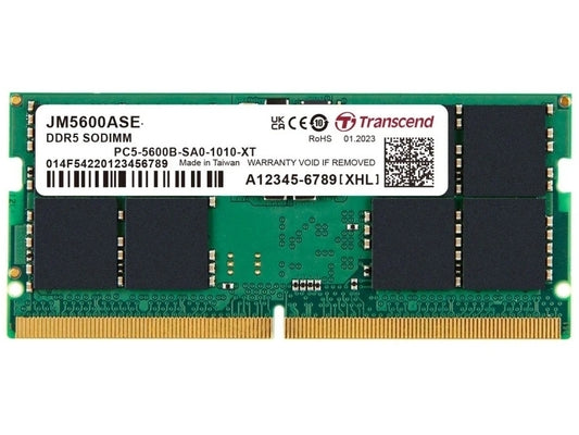 TRANSCEND JET MEMORY 32GB DDR5-5600 Unbuffered NOTEBOOK SO-DIMM 2RX8 CL46  (2Gx8)x16