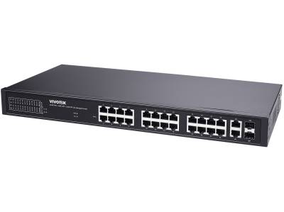 VIVOTEK 24xGE PoE + 2xGE UTP + 2xGE SFP lite managed PoE switch; VLAN; STP; POE Port Cycling