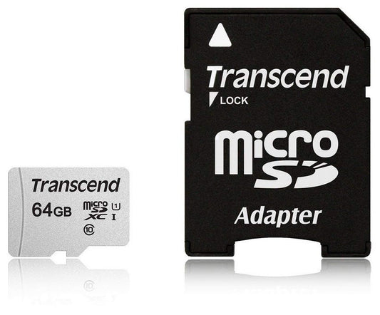 TRANSCEND 300S 64GB MICRO SD UHS-I U1 CLASS 10 READ 95 MB/S WRITE 45MB/S WITH SD ADAPTOR -TLC