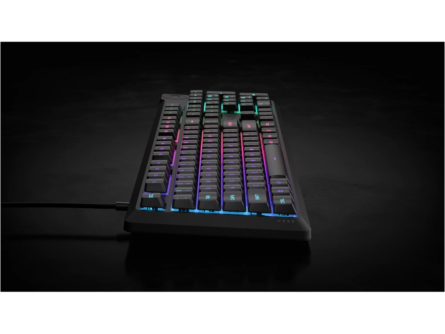 Corsair K55 Core Gaming Keyboard; Backlit Zoned RGB LED; Rubberdome