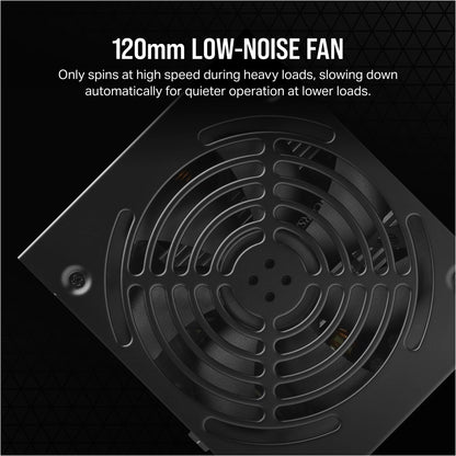 Corsair CX650 — 650 Watt 80 PLUS Bronze; 5yr Warranty; ATX (1); EPS (1); PCI-E (2); 4-Pin Peripheral (2); SATA (3).