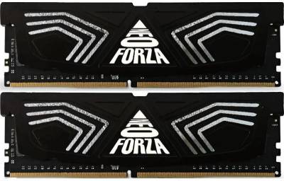Two black and white Forza branded RAM sticks on a black background