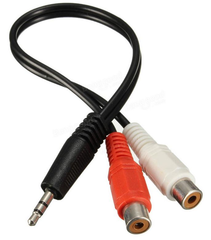 Microworld Stereo Jack Male to 2 RCA Female Audio Adapter Cable