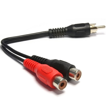 MicroWorld Male RCA to 2x Female RCA Splitter – Dual Audio/Video Connection Adapter