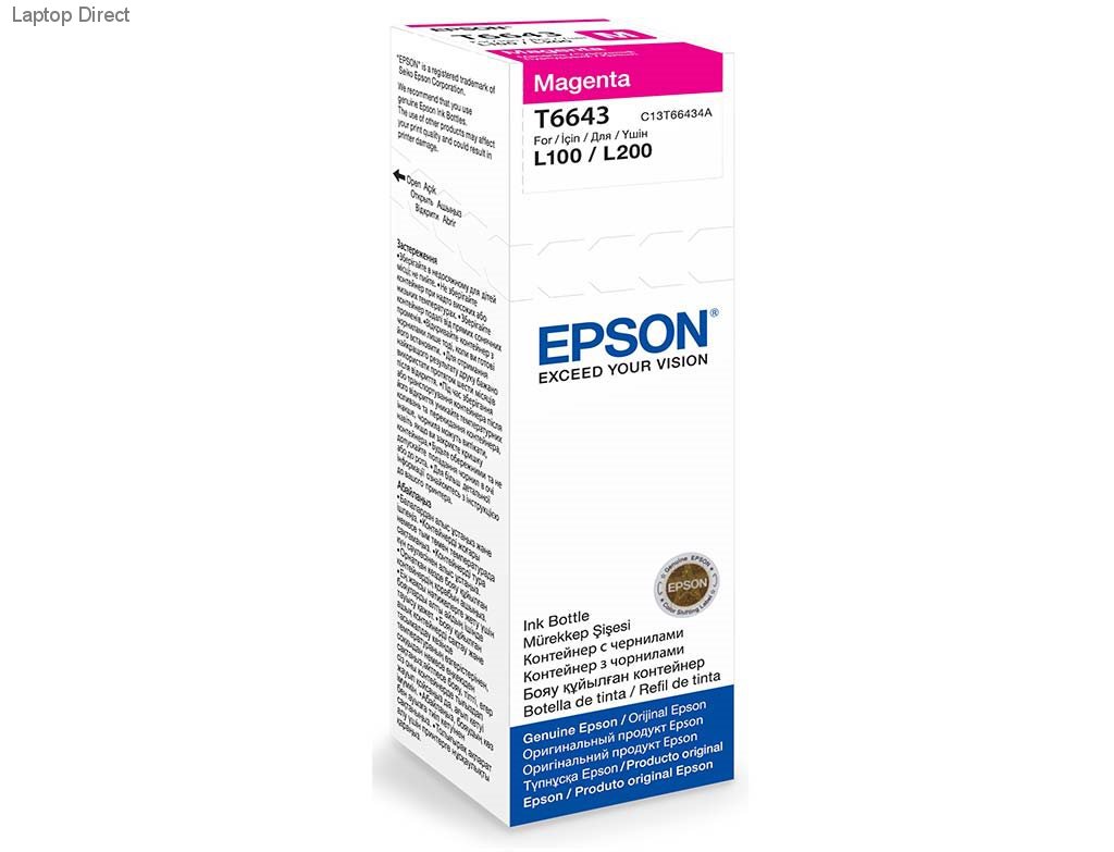 Epson T6643 Ecotank Magenta ink bottle (70ml). 7500 pages @ 5% coverage