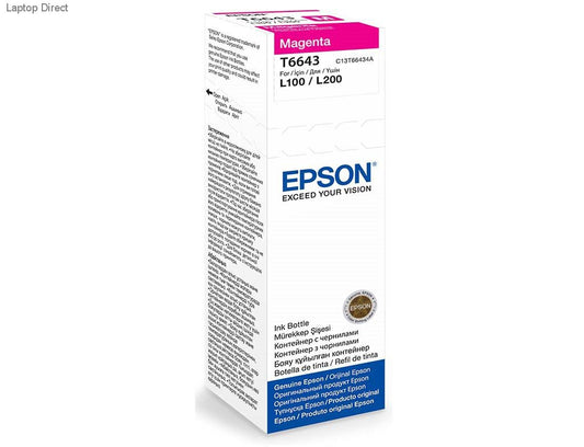 Epson T6643 Ecotank Magenta ink bottle (70ml). 7500 pages @ 5% coverage