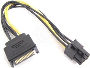 MicroWorld SATA 15pin to 6pin power Cable