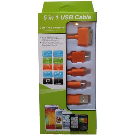 MicroWorld 5 in 1 Charging Cables - Orange