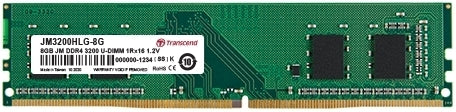 TRANSCEND JET MEMORY 16GB DDR4-3200 DESKTOP U-DIMM 2RX8 CL22