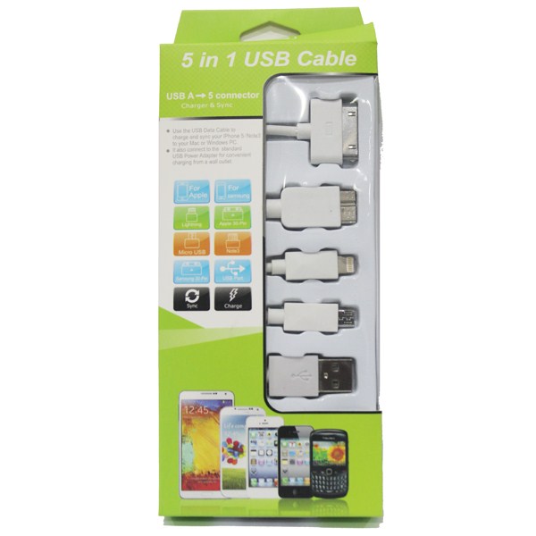 MicroWorld 5 in 1 Charging Cable - White