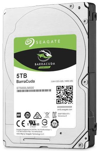 Seagate Barracuda 5TB; 2.5'' Notebook drive; SATA 6GB/s; RPM 5400; 128MB Cache 15mm