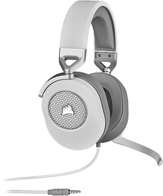 HS65 Premium White Headset; 50mm Audio Drivers; Omnidirectional Mic - Console Ready.