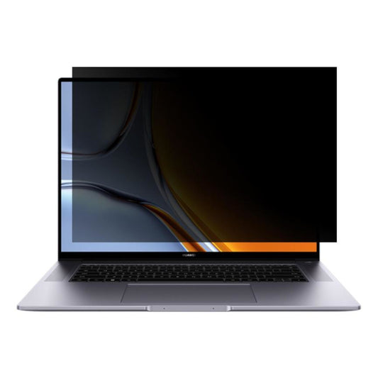 Laptop with a reflective screen on a white background