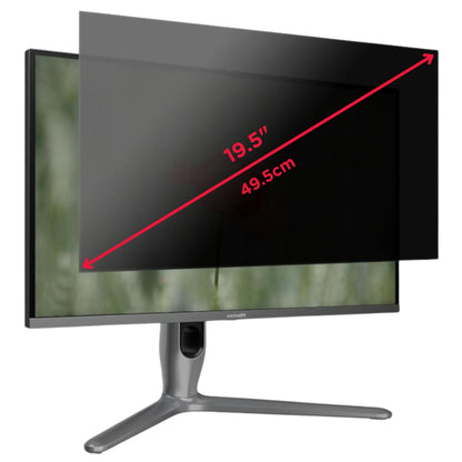 Monitor with a privacy screen filter on a white background