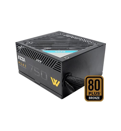 Power supply unit with 80 Plus Bronze certification on a white background