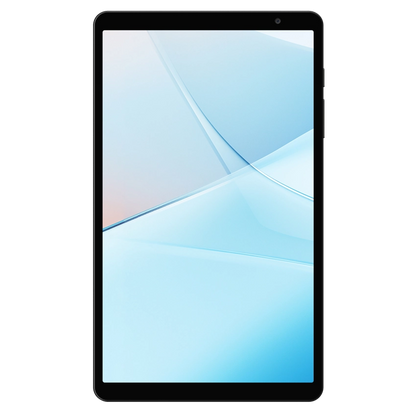 Tablet with a gradient blue and pink screen on a white background