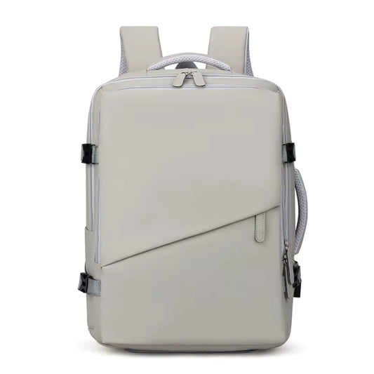 M-Link 15.6" Multi-compartment backpack with padded straps and handles in beige front view 