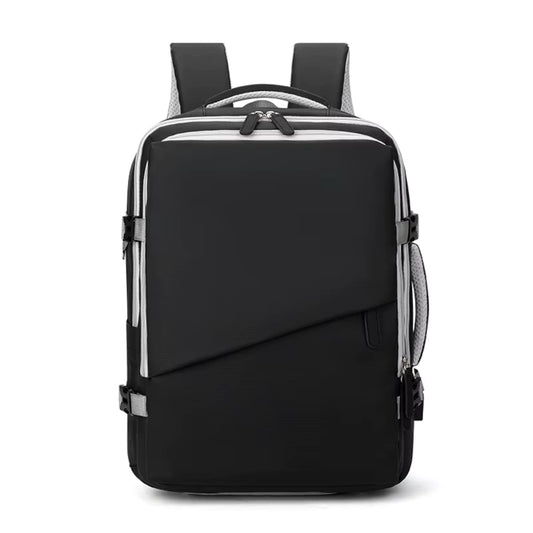 M-Link 15.6" Multi-compartment backpack with padded straps and handles in black front view 