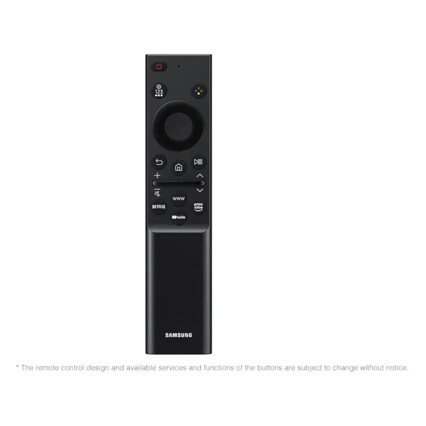 Black Samsung remote control on a white background