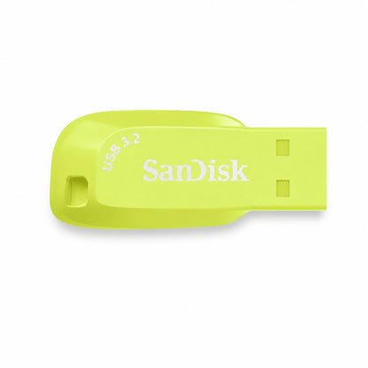 A yellow SanDisk Ultra Shift USB flash drive on a clean white background.