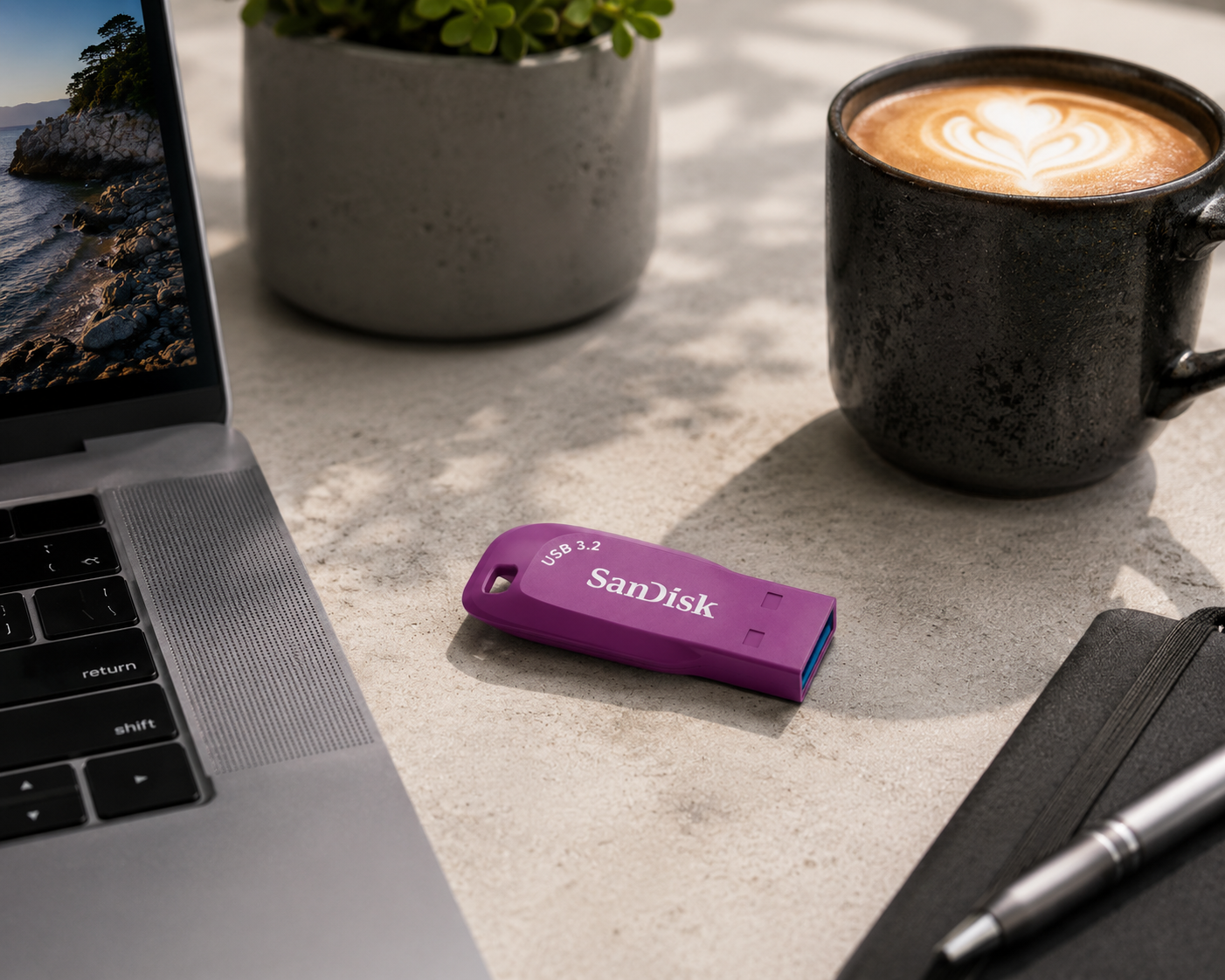 SanDisk Ultra Shift 128GB USB 3.2 Gen 1 Flash Drive | Up to 100MB/s | Purple