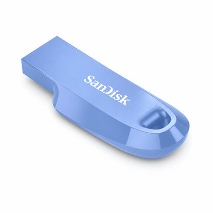 A light blue SanDisk Ultra Curve USB flash drive with a glossy finish and white SanDisk branding, shown on a clean white background.