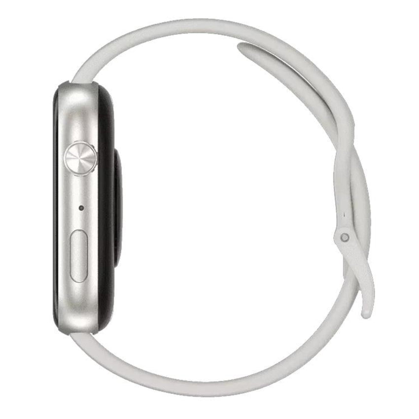 Smartwatch with a white band on a white background