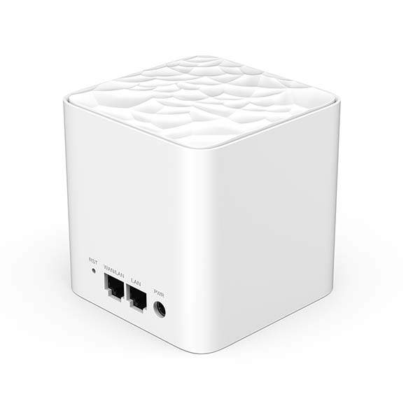 White network router with multiple ports on a white background