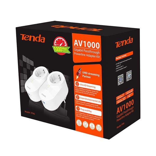 Tenda PH6 AV1000 Gigabit Powerline Adapter Kit