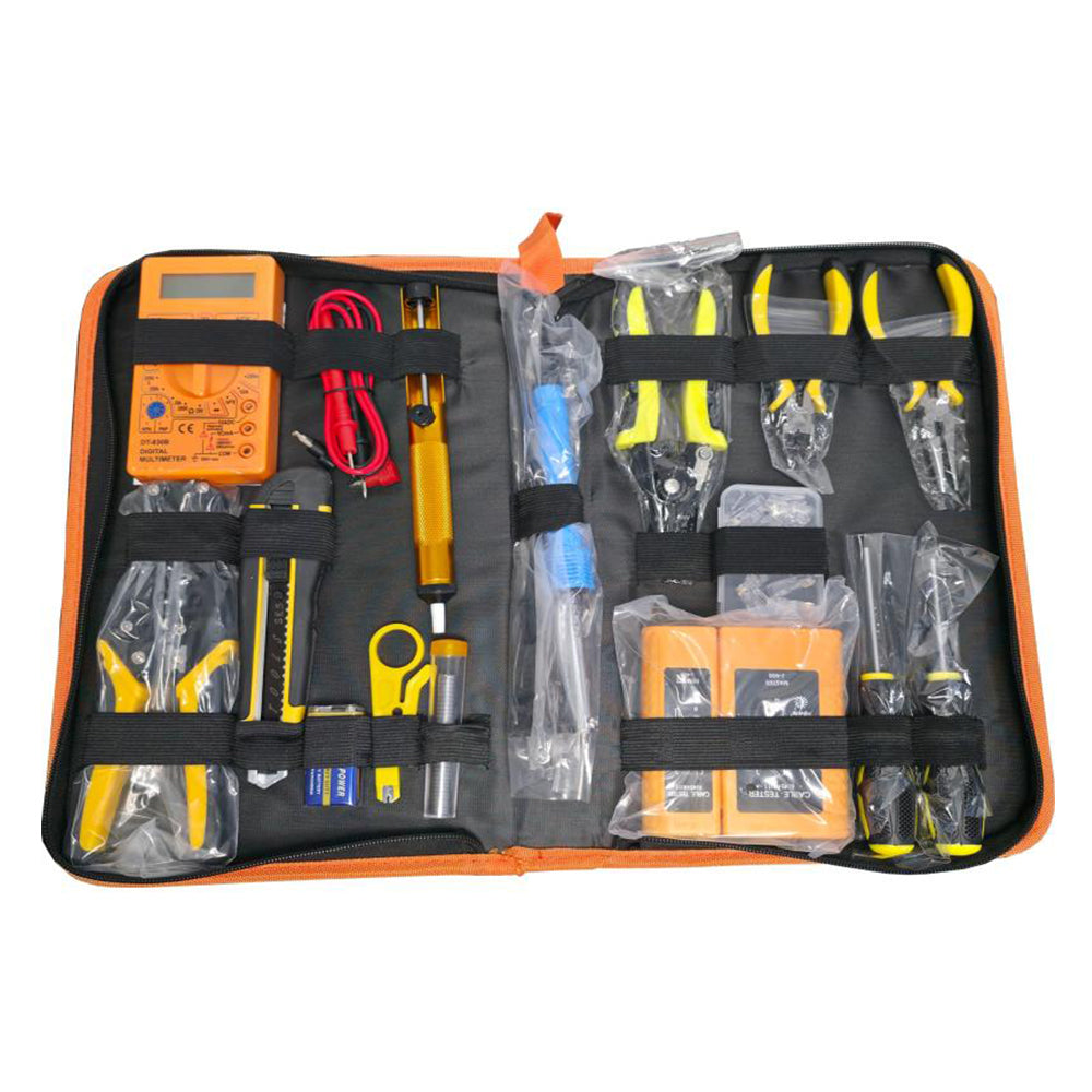 M-Link 16 Piece All-in-One Network Toolkit with Crimping, Tester & Soldering Kit