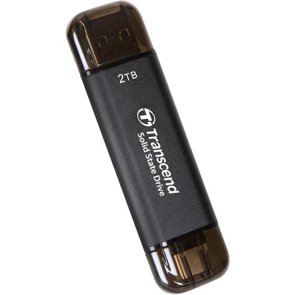 TRANSCEND 2 TB ESD310C USB3.2 TYPE A & C (USB 10Gbps) OTG COMPACT PORTABLE SSD  - Read 1050MB/s Write 950 MB/s - Black
