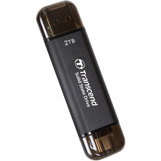 TRANSCEND 2 TB ESD310C USB3.2 TYPE A & C (USB 10Gbps) OTG COMPACT PORTABLE SSD  - Read 1050MB/s Write 950 MB/s - Black