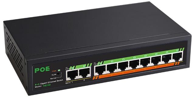 M-Link TXE143 8+2 Gigabit PoE Switch 90W 10-Port Unmanaged Network Switch TXE323