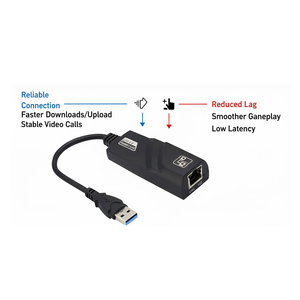 M-Link USB 3.0 to Gigabit LAN Adapter with Auto-Sensing 10/100/1000 Mbps Network Support