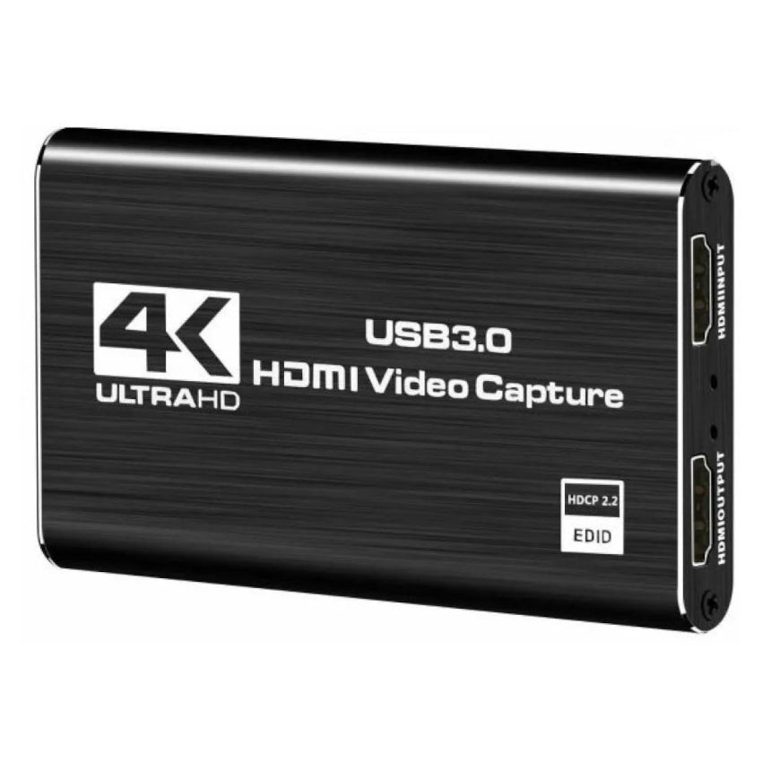 Black USB 3.0 HDMI video capture device with 4K UltraHD branding on a white background
