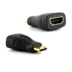 MICROWORLD Mini HDMI Male to HDMI Female Adapter – Black, for cameras, tablets, camcorders, and laptops