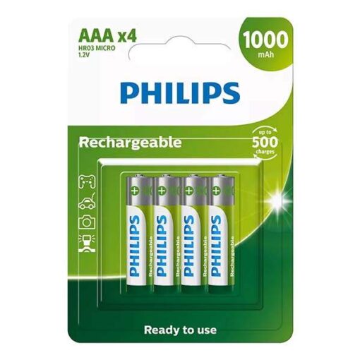 Philips R03B4RTU10/73 Rechargeable AAA Battery - 4 Pack