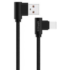 Appacs U180 Nylon Braided Right Angle Data Cable - Type-C