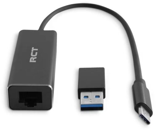 rct usb 3.0 type c to rj45 gigabit ethernet adaptor with usb type c to a adaptor