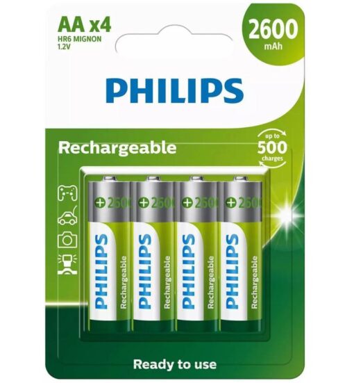 Phillips AA 2600MAH 4 Pack Rechargeable Batteries (60pack)