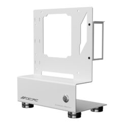 OCPC Mini2 ITX SFF Chassis in white with minimalist open-air design, featuring premium stainless steel construction and aluminum feet.