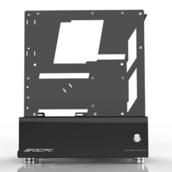 OCPC Micro M-ATX Open-Air Computer Chassis with minimalist open design, black finish, and compact structure for customizable PC builds.