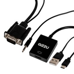 Gizzu 1080P VGA to HDMI Adapter - with Audio (Black)
